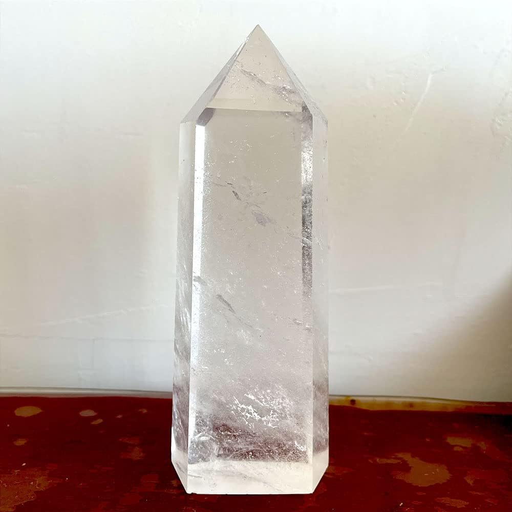 Big Natural Crystal Large Clear Quartz Point Lemurian Seed Crystal Healing Obelisk Home Decor (6-7inch)