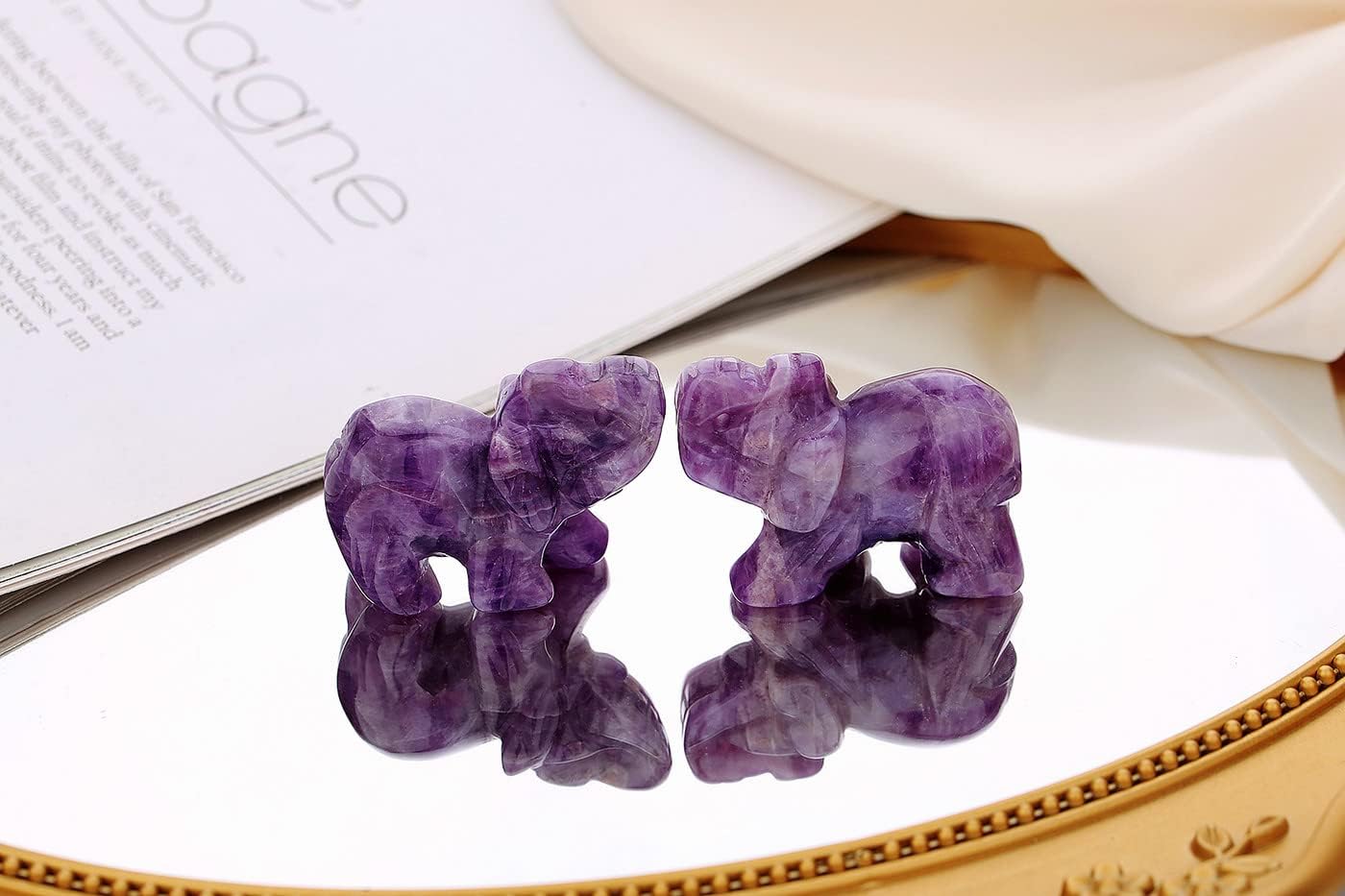 Amethyst Elephant Decor Statue Crystals Healing Stones Crystal Pocket Figurines Cute Hand Carved Sculpture Gemstones Spiritual Home Office Desk Purple Decor Elephant Gifts for Women