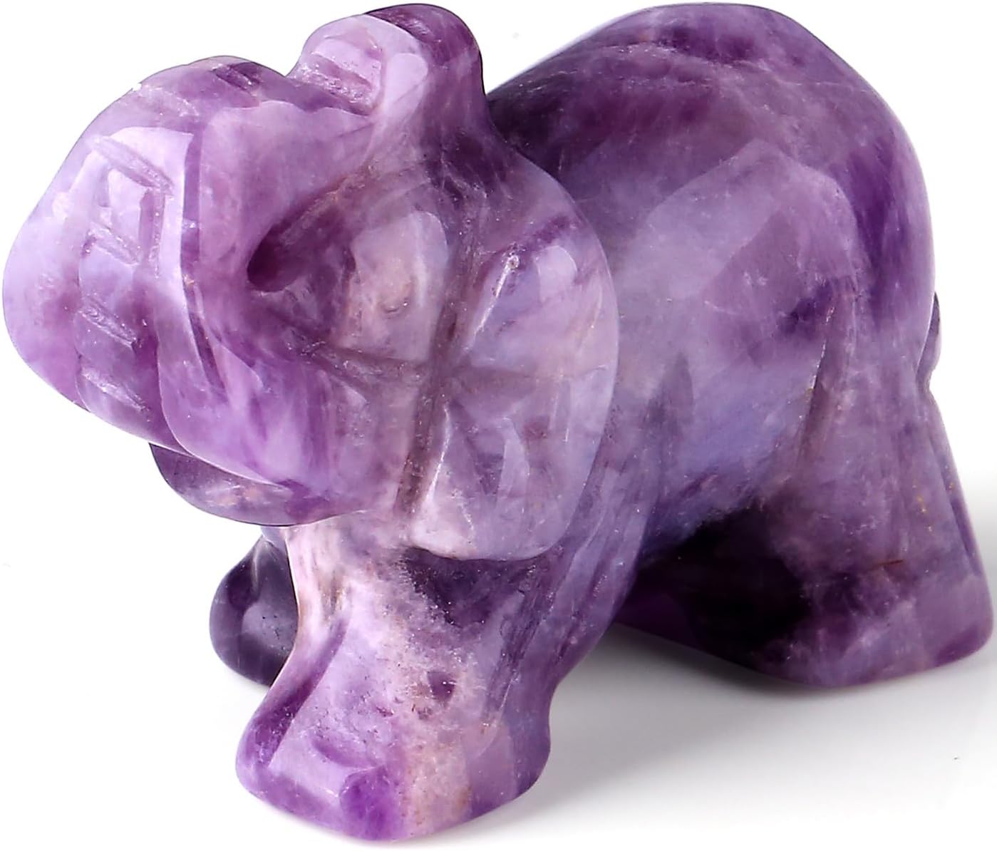 Amethyst Elephant Decor Statue Crystals Healing Stones Crystal Pocket Figurines Cute Hand Carved Sculpture Gemstones Spiritual Home Office Desk Purple Decor Elephant Gifts for Women