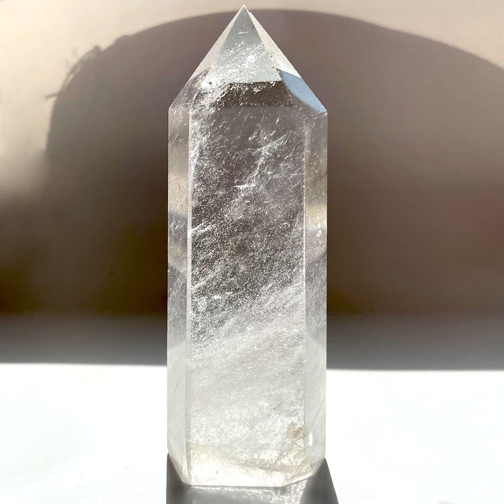 Big Natural Crystal Large Clear Quartz Point Lemurian Seed Crystal Healing Obelisk Home Decor (6-7inch)