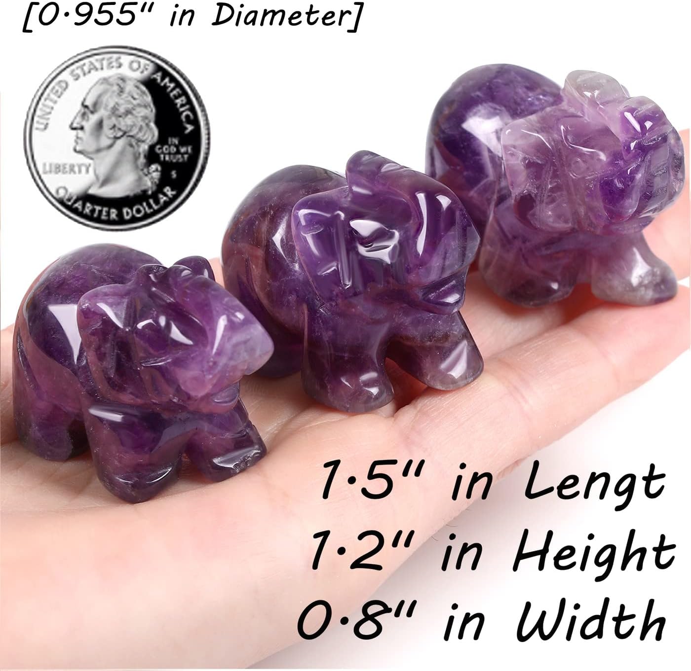 Amethyst Elephant Decor Statue Crystals Healing Stones Crystal Pocket Figurines Cute Hand Carved Sculpture Gemstones Spiritual Home Office Desk Purple Decor Elephant Gifts for Women