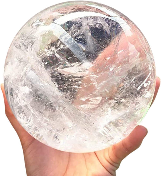 Natural Clear Quartz Crystal Ball,White Crystal Sphere Healing Crystal Ball